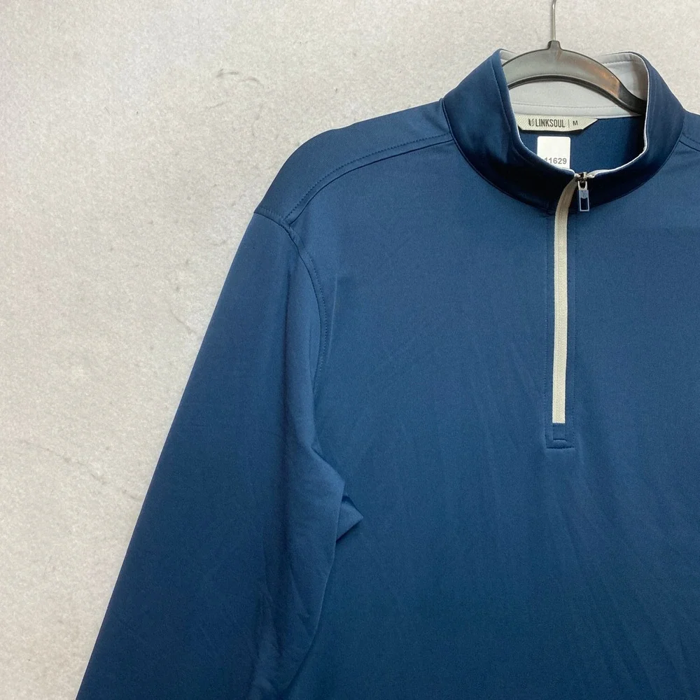 Linksoul LS4156 Pullover Mens Medium Blue Quarter Zip Long Sleeve Performance